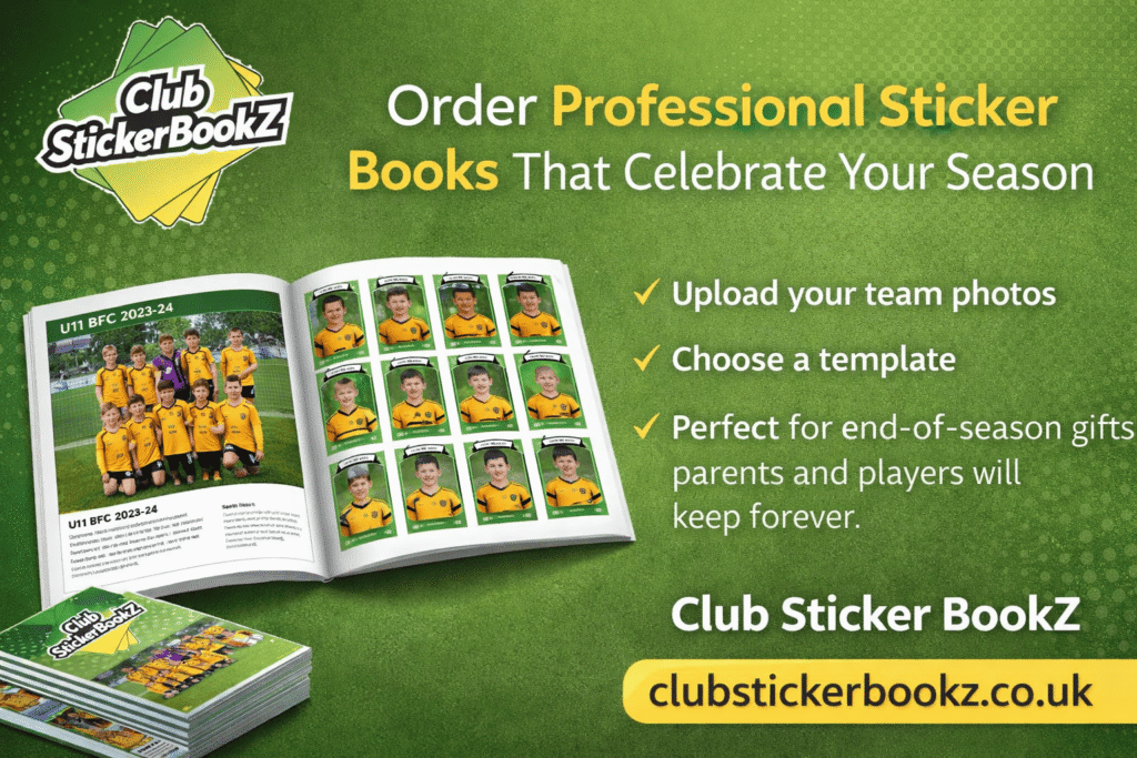 Club Sticker Bookz Upload your team photos, choose a template, and order professional sticker books that celebrate your season with Club Sticker Bookz. Perfect for end-of-season gifts parents and players will keep forever.