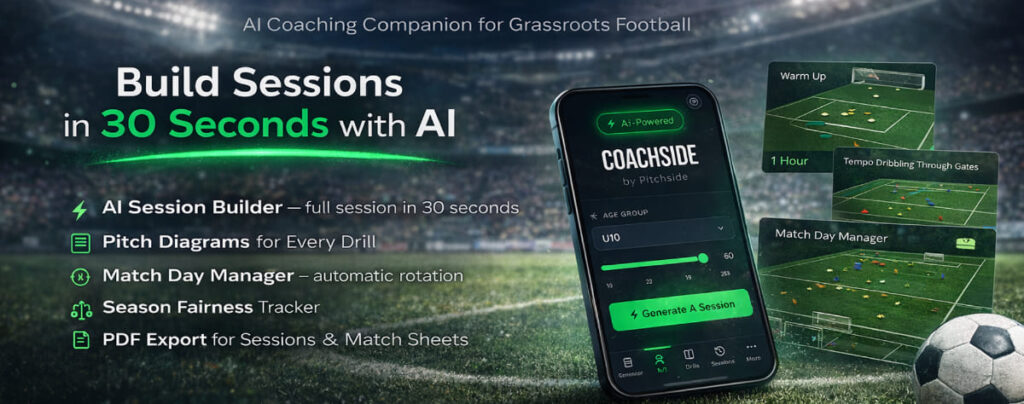 Coachside Coachside is an AI-powered training session builder made specifically for grassroots football coaches in the UK.